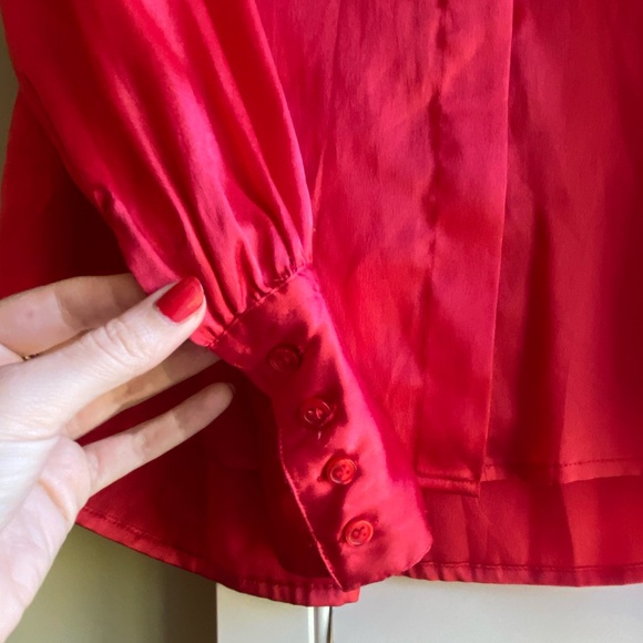 Vintage 1970s Diane Von Furstenberg Studio 54 Red Button Down blouse Disco 8 - Picture 3 of 8